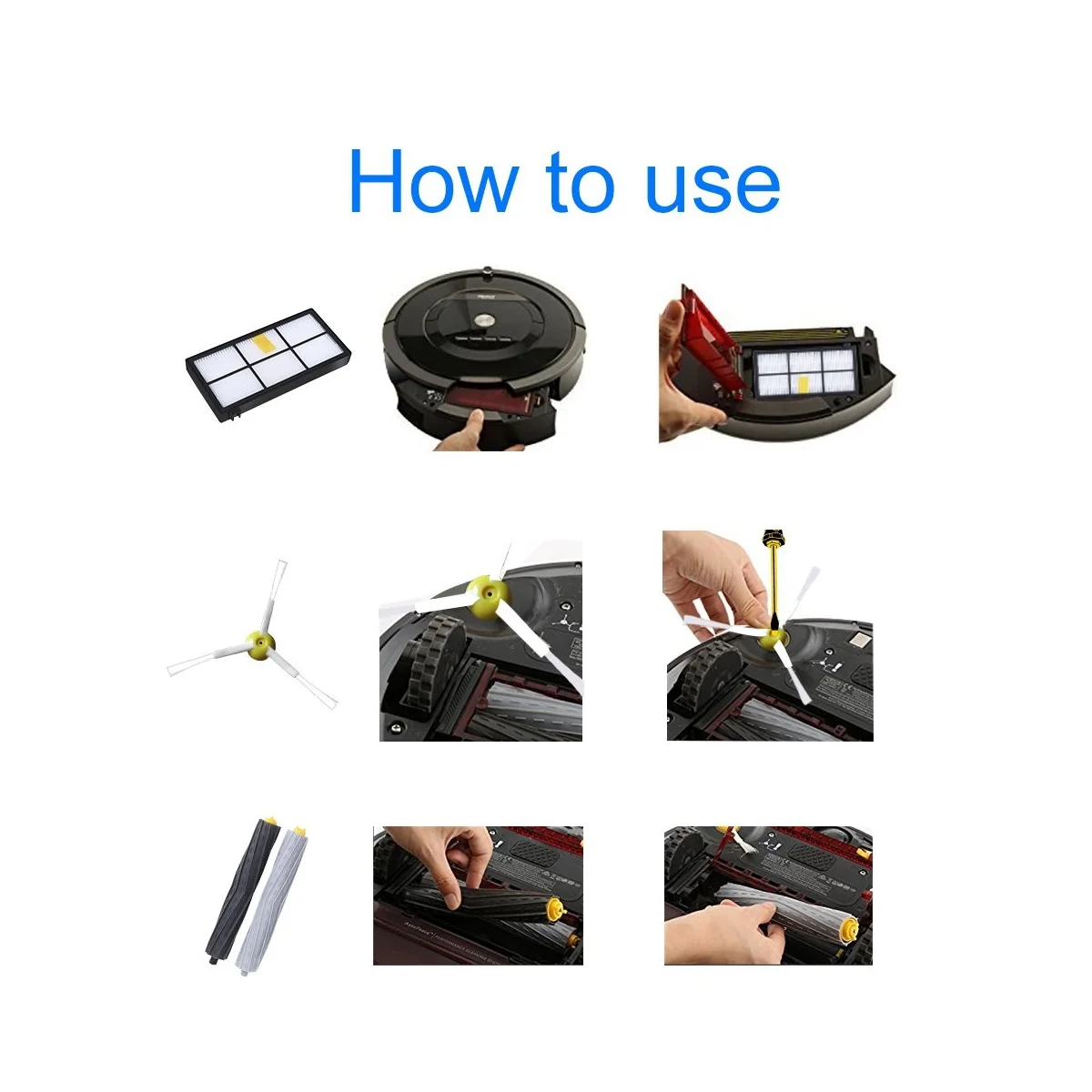 Kit de substituição para Irobot Roomba, Aspirador Robótico Acessório, Série 800, 900, 805, 860, 870, 871, 880, 890, 960, 980