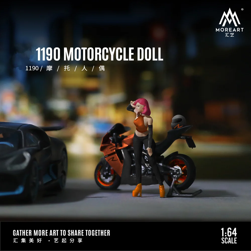 More Art 1:64 1190 White and Orange Motorcycle DOLL Display & Collection & Gift