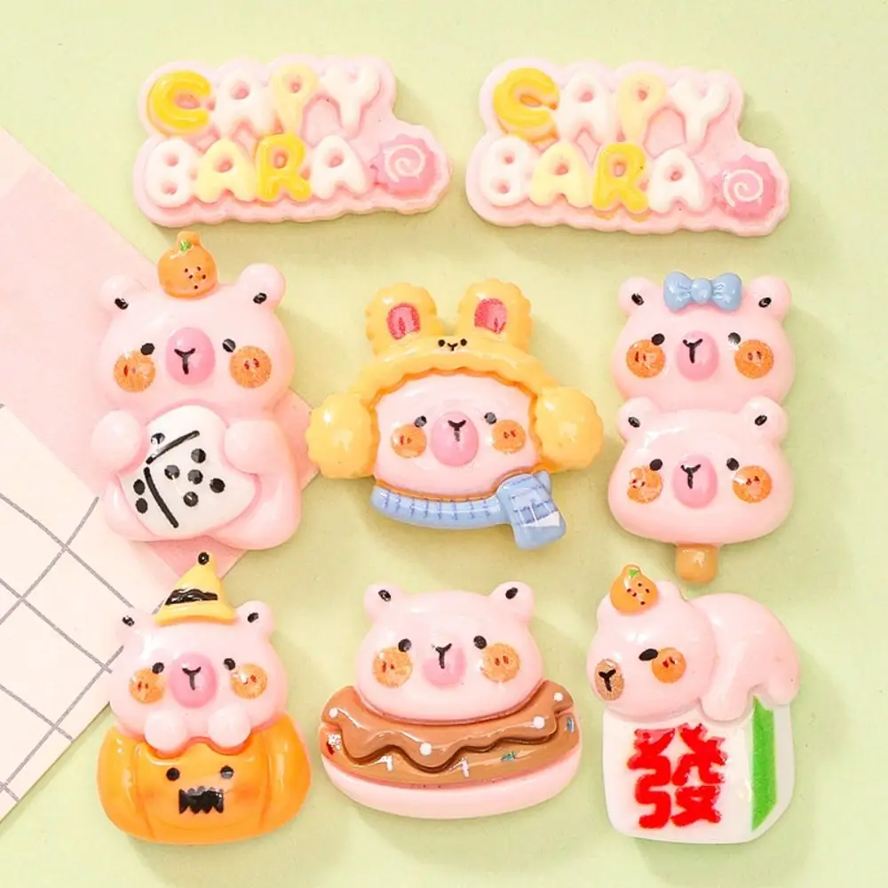 

10 Pcs Scrapbooking Capybara Resin Accessories DIY Handmade Cartoon Capybara Phone Patch Cute Lovely