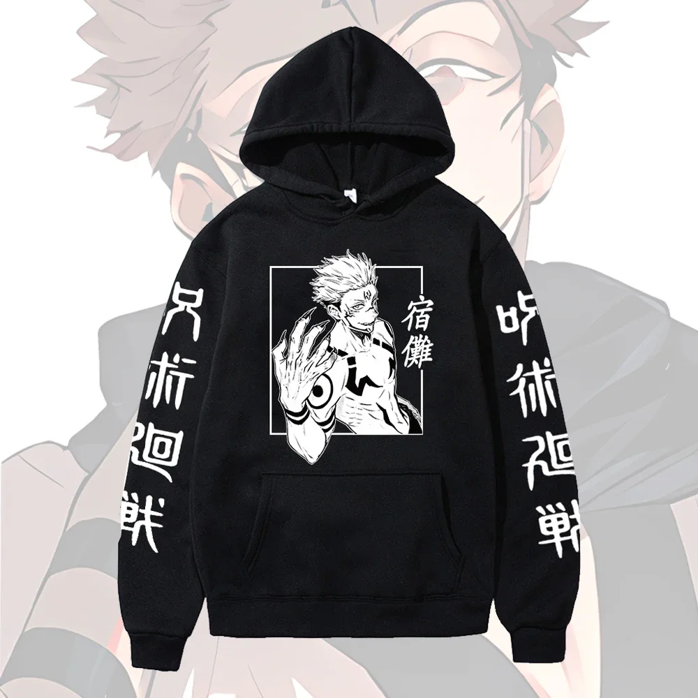 Anime Jujutsu Kaisen T Shirt Ryōmen Sukuna Cosplay Tops Japanese Harajuk Printed Streetwear Fleece Pullover Sport Jogging Hoodie