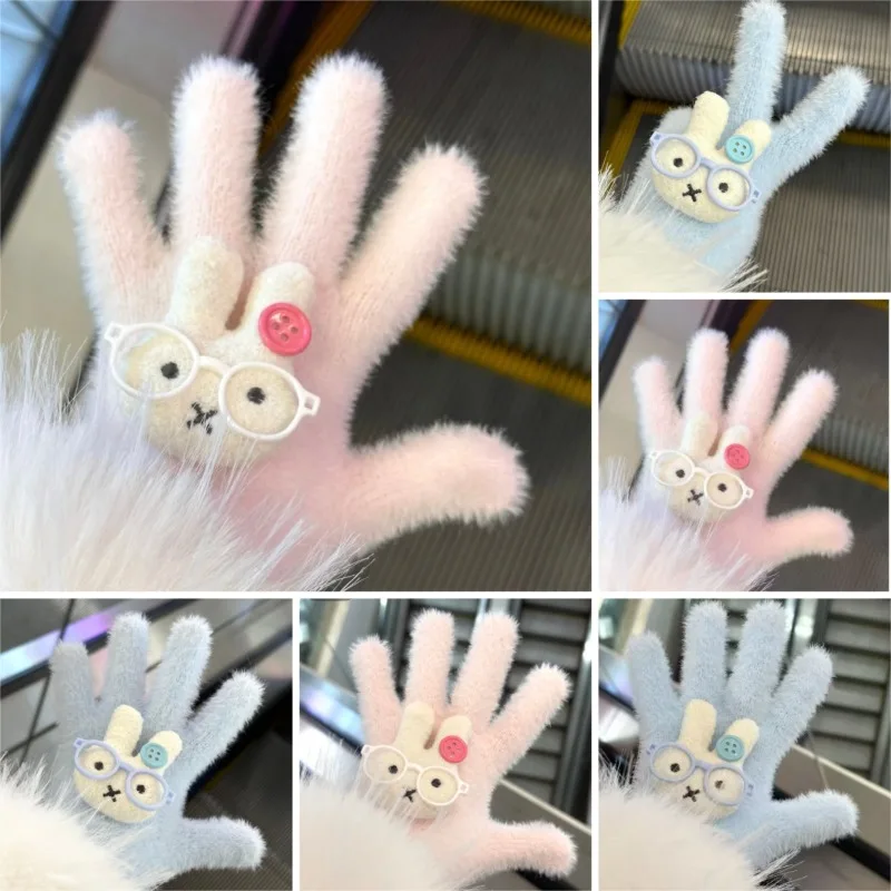 

Hot Cartoon Miffy Series Gloves Autumn and Winter Cartoon Creativity Soft and Skin-friendly Keep Warm Five Fingers Gloves