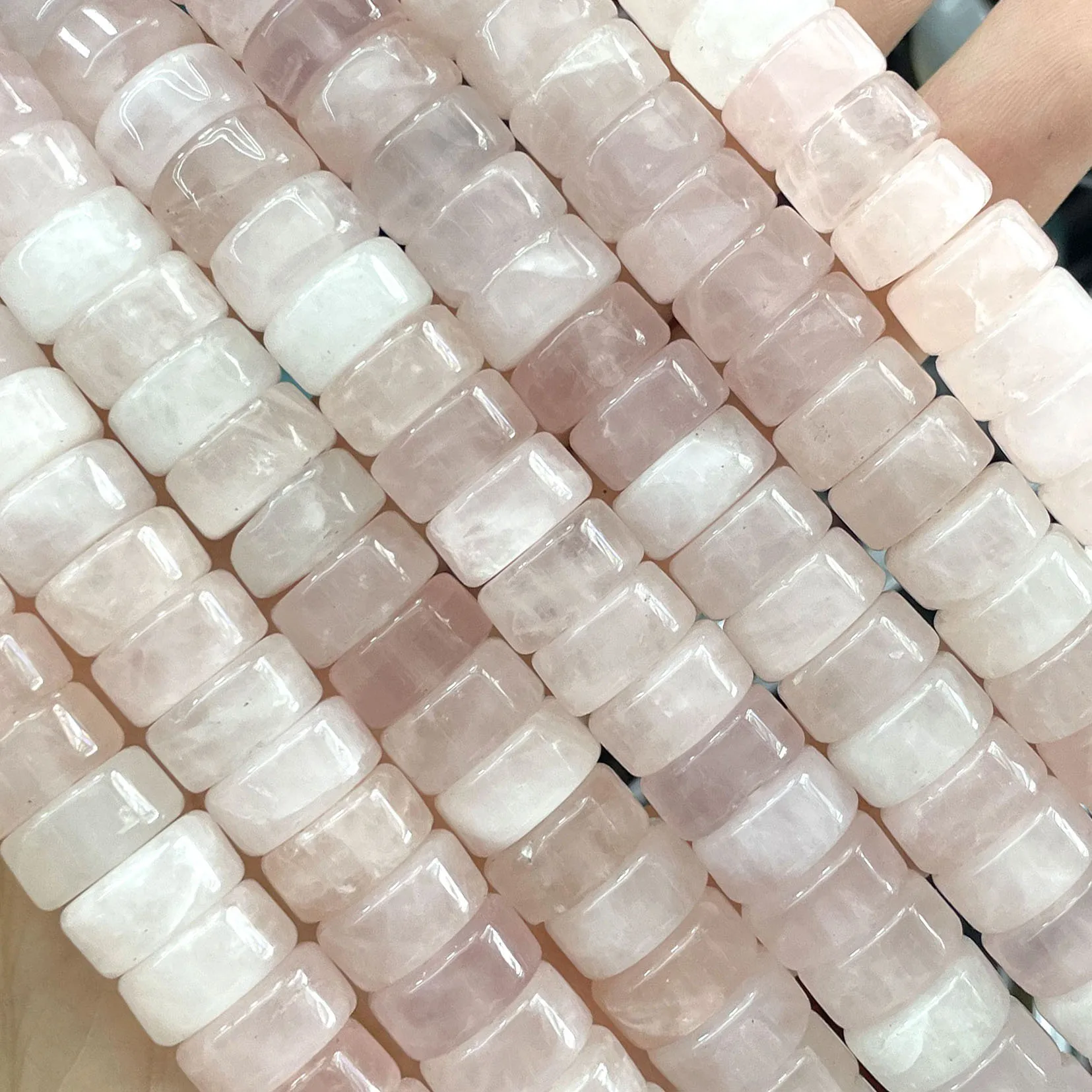 Naturstein-Rondelle-Agat-Quarz-Jade-Flachrunde-Abstandsperlen für Schmuckherstellung, DIY-Armband-Halsketten-Zubehör 6X12MM – Detail 10