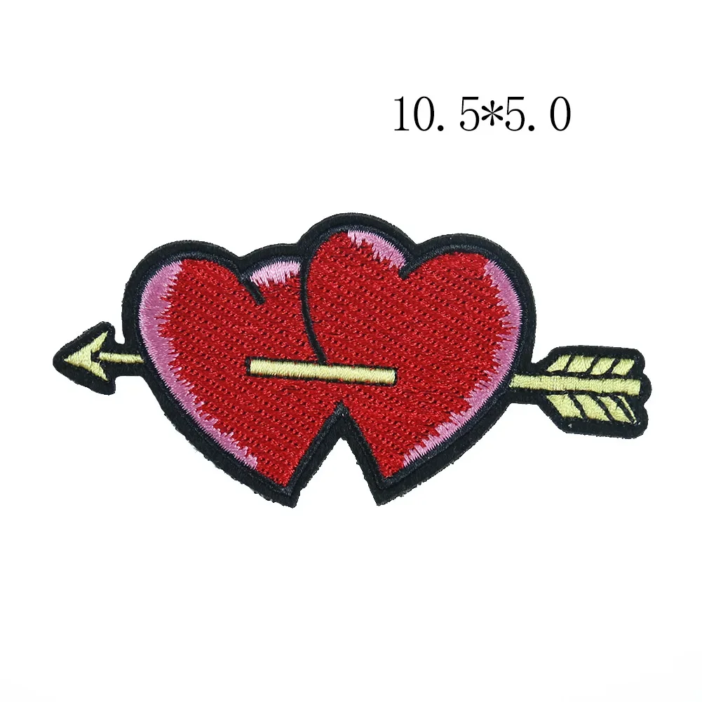 Multicolor Embroidered Red Rainbow Shaped Patches Iron on Small Love Heart Stickers DIY Fabric Appliques Clothes Accessories