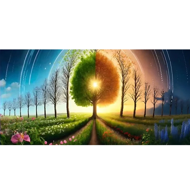 Sunrise Tree Nature Landscape Diy Diamond Painting New 2025 Cross Stitch Kits Full Diamond Mosaic Embroidery Halloween Gift