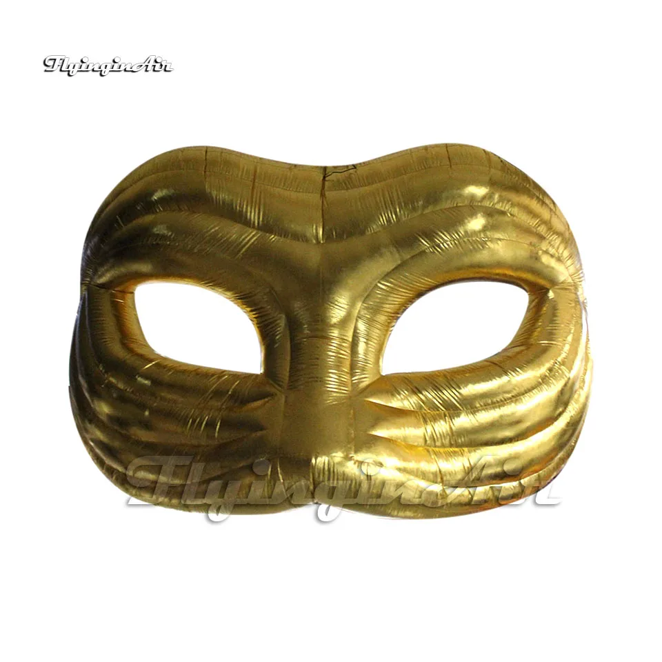 Fantastic Large Inflatable Venetian Mask Golden Masquerade Replica Colombina For Carnival Decoration