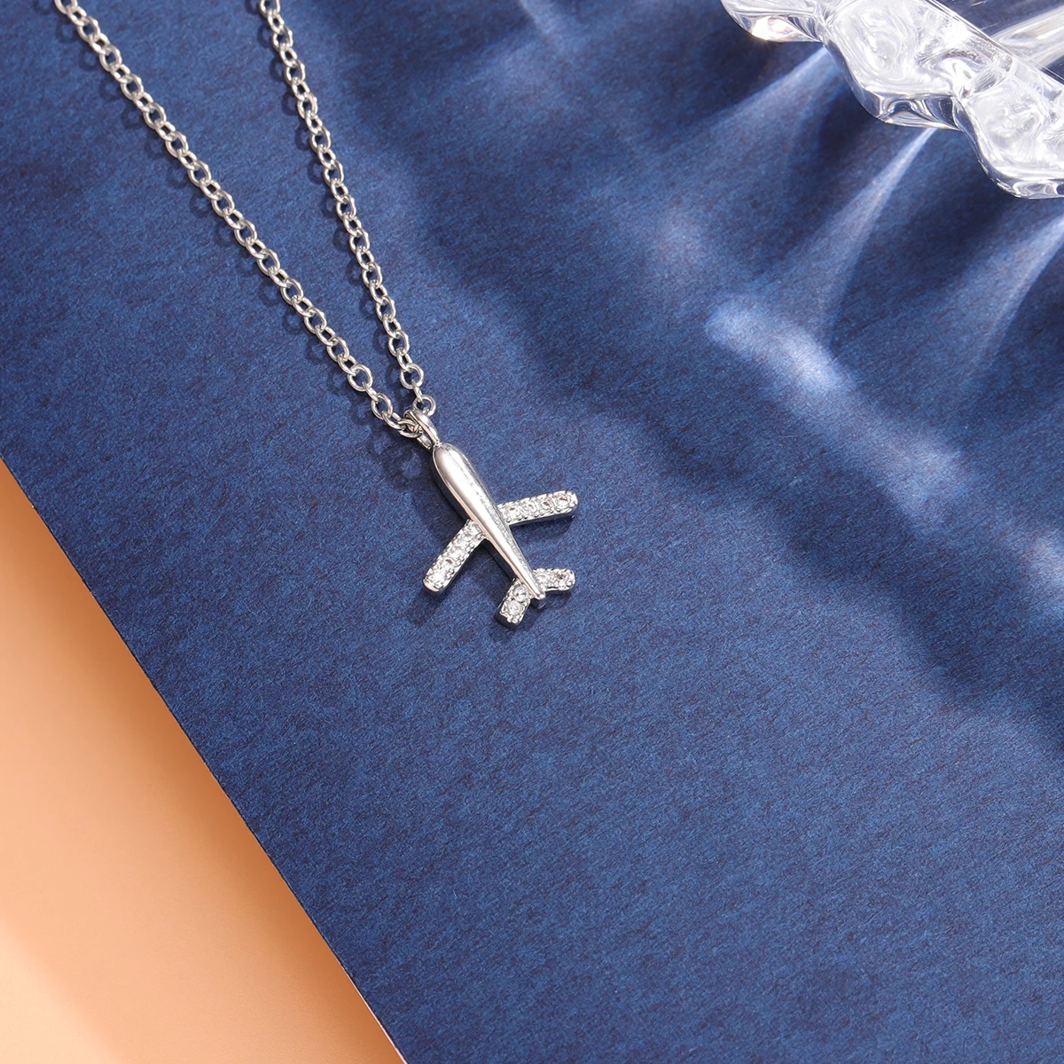 Collane a catena con clavicola aereo in argento Sterling 925 con aeroplano squisito di moda