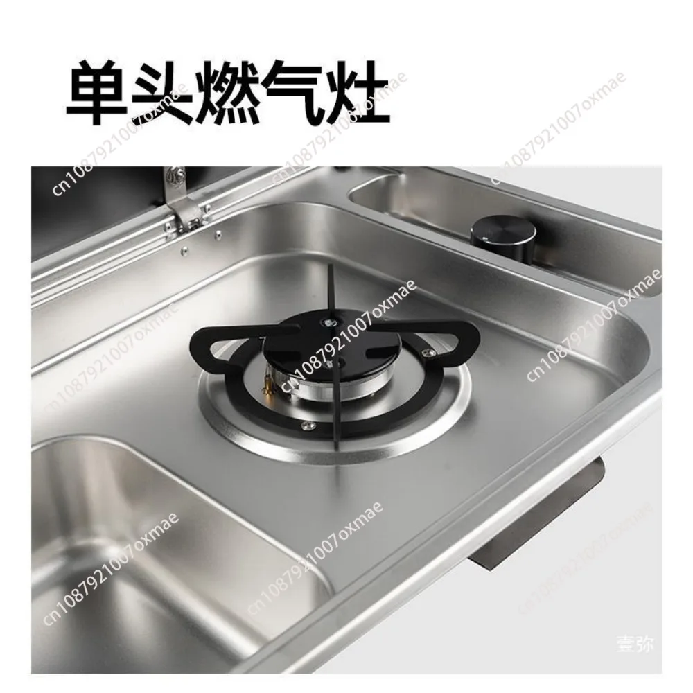 RV Stainless Steel Stove Sink And Induction Cooker Combination Unit With Tempered Glass Lid For Caravan Motorhome Yacht