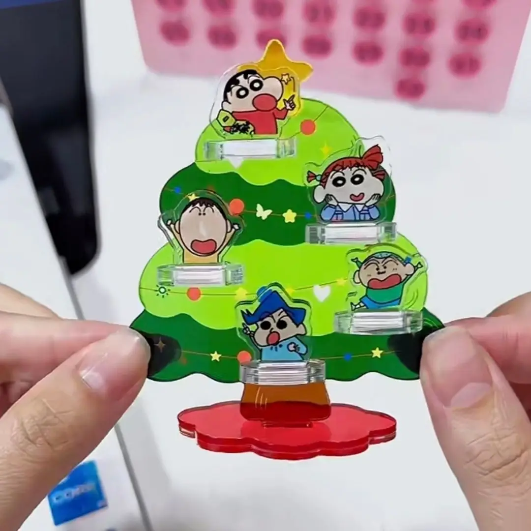 Kawaii Crayon Shin Chan Creative Acrylic Three Dimensional Desktop Decoration Ornament Bandai Ornament Anime Christmas Present