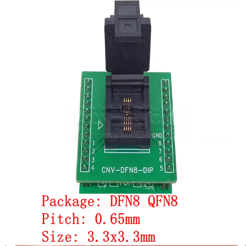 QFN8 Programming Socket DFN8 Test Socket  DFN8/QFN8 2x2 2x3 3x3 3.3x3.3 Pitch 0.5mm 0.65mm IC Aging Socket
