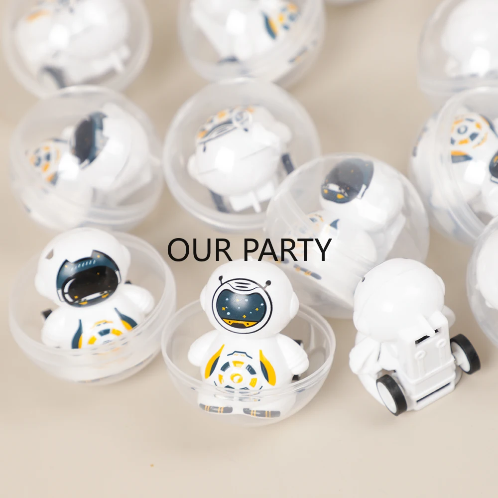 10Pcs Outer Space Theme Astronaut Pull Back Cars Capsule Egg Ball Surprise Puzzle Toy for Kids Birthday Party Favors Goodie Bag