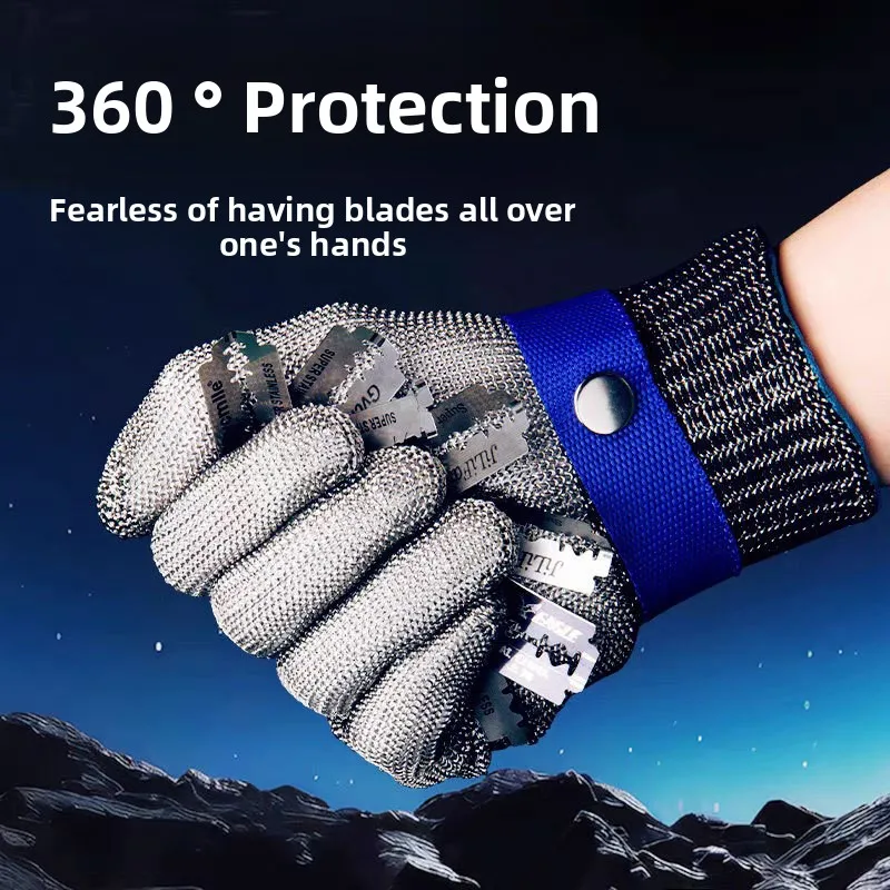 Steel Wire Cut-resistant Five-finger Gloves: 9-level Stainless Steel Knife-cut & Puncture-resistant Gloves, Specially Designed