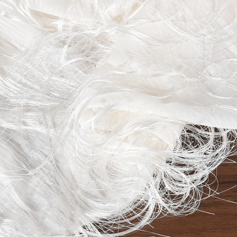 Spring Summer White Chiffon Long Tassel Jacquard Fabric for Dress Skirt Design Wholesale Cloth for Sewing Meters Diy Material