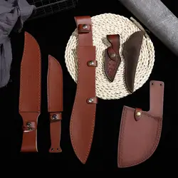 Knife Sheath Leather Sheath With Waist Belt Buckle Pocket Multi-function Fold Knife Tool Protective Cover Leather Sheath Belt
