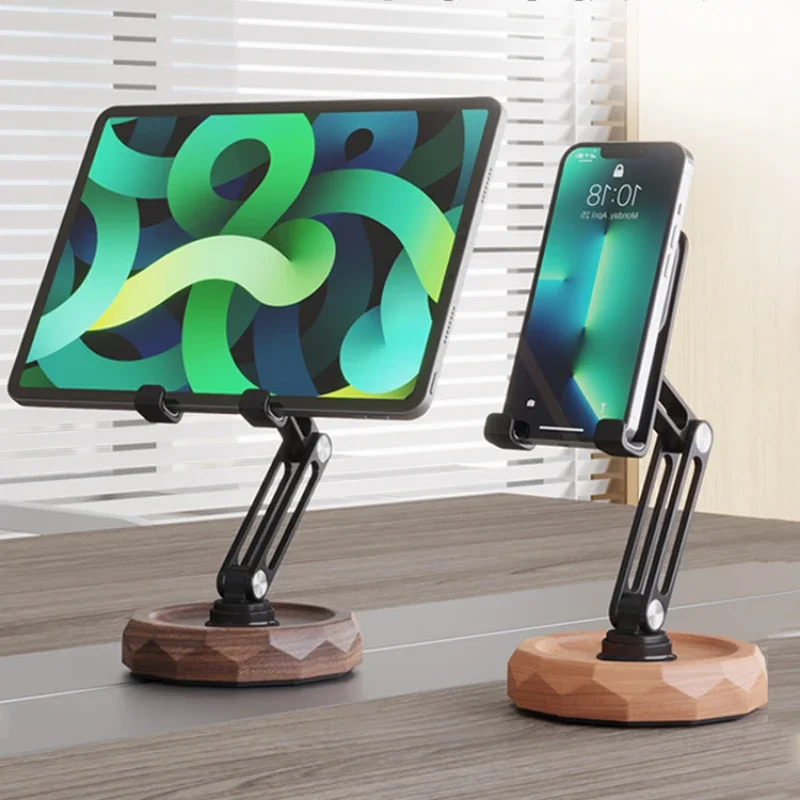 

Creative Rotating Mobile Holder Minimalist Wooden Desktop Stand Universal Folding IPad Support Versatile Stand Handy