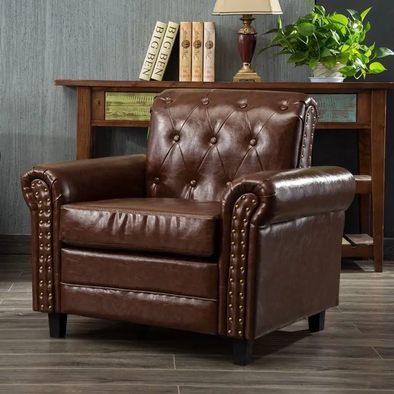 American, retro, first layer cowhide, old-fashioned, pull button, genuine leather, sofa, oil wax