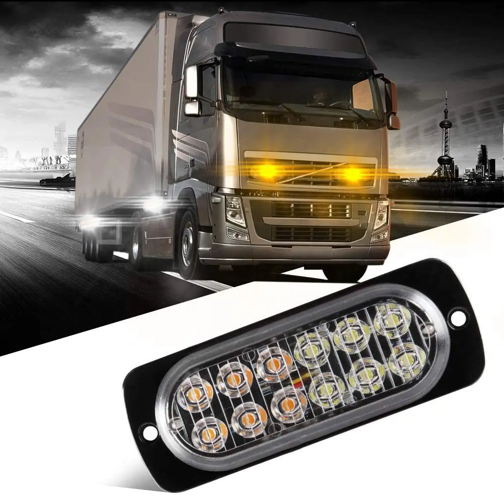 12SMD Strobe Light Emergency Flashing Beacon Warning Light 12V 24V Stroboscopes Auto DRL Car Truck Amber Red Blue