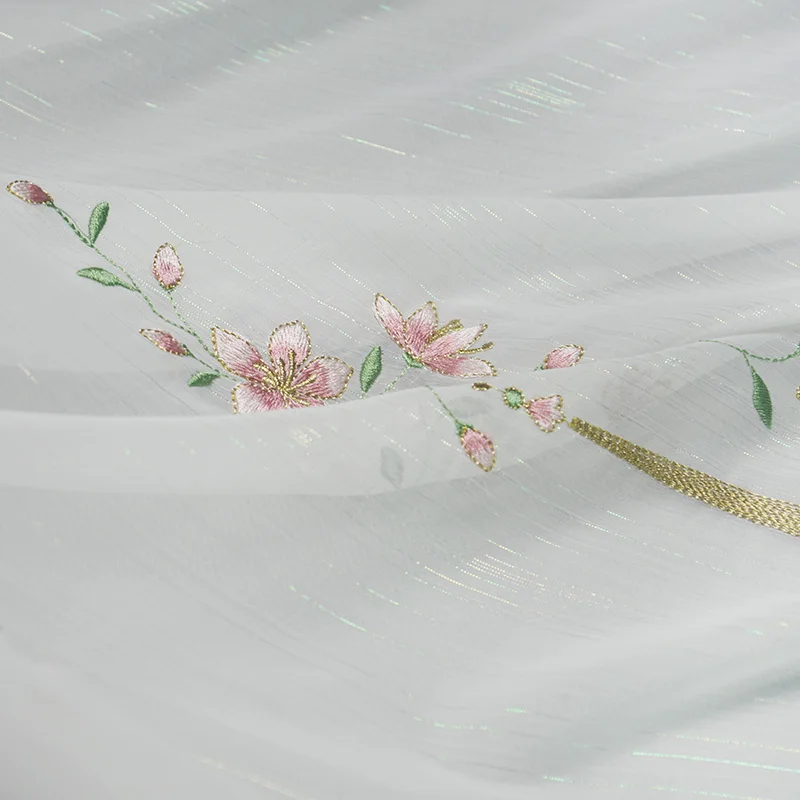 New Embroidered Flower Chiffon Fabric For Wedding Evening Dress Fashion Designer Fabric