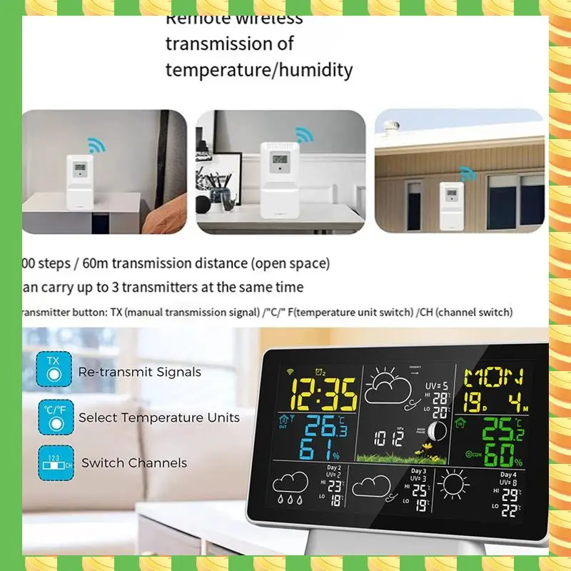 

AB53 ЖК-метеостанция, беспроводной цифровой термометр, внутренний/наружный термометр, гигрометр с беспроводным наружным датчиком, вилка европейского стандарта Dur