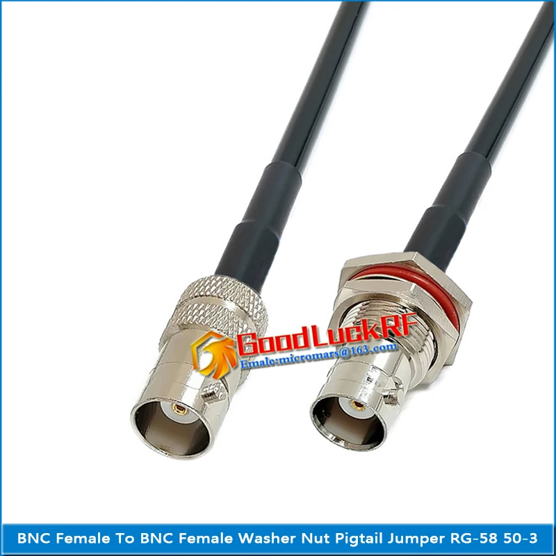 

Dual Q9 BNC Female To BNC Female O-ring Bulkhead Panel Mount Washer Nut Pigtail Jumper RG-58 RG58 3D-FB Extend cable 50 Ohm