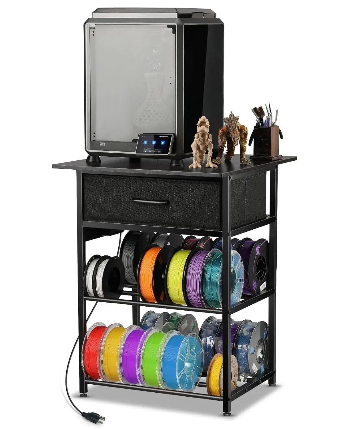 

Heavy Duty 3D Printer Stand with Filament Storage & Power Strip