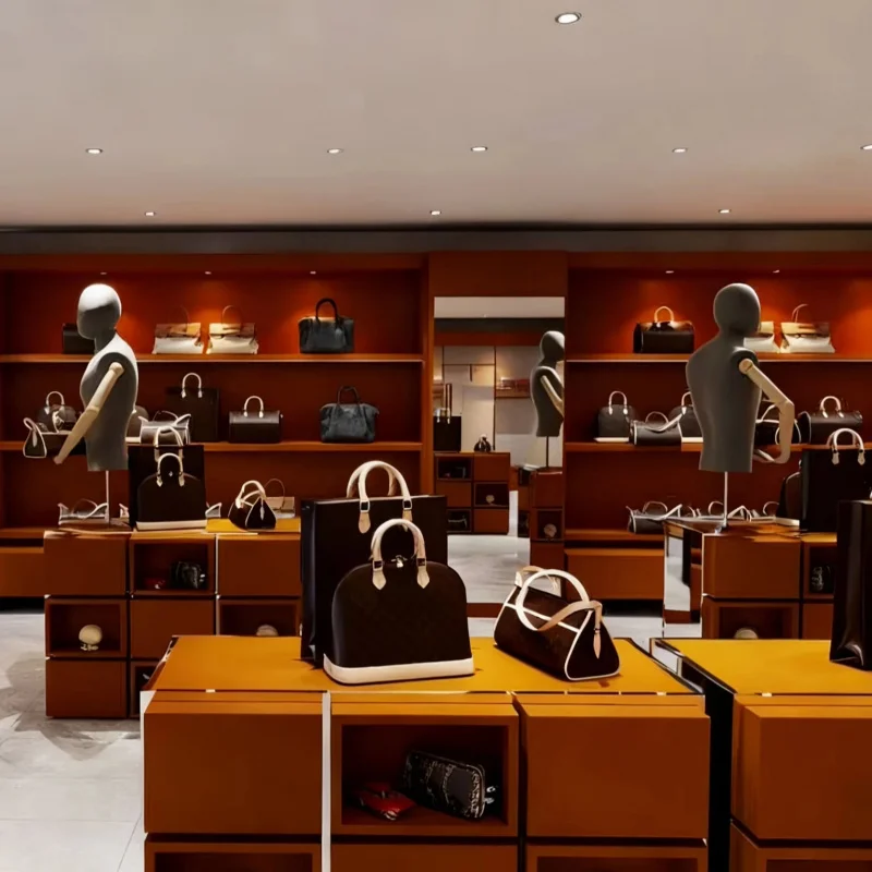custom.High-end Handbag Store Fixtures, Bag Store Interior Design Furniture, Luxury Store Display Cabinets, Leather Goods Store