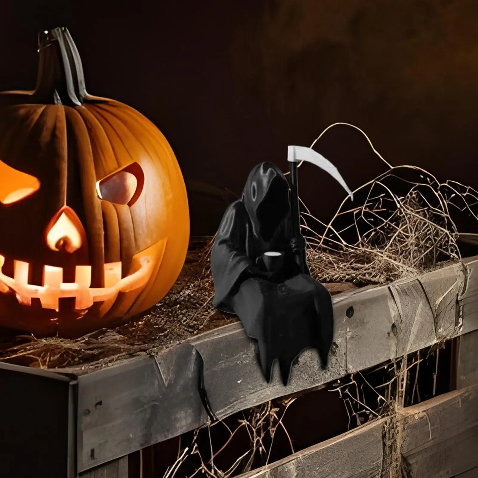 Ghost Figurine Resin Ghost Statue Holding a Cup Desktop Ornament Halloween Home Decoration for Fitness Tabletop Display Home