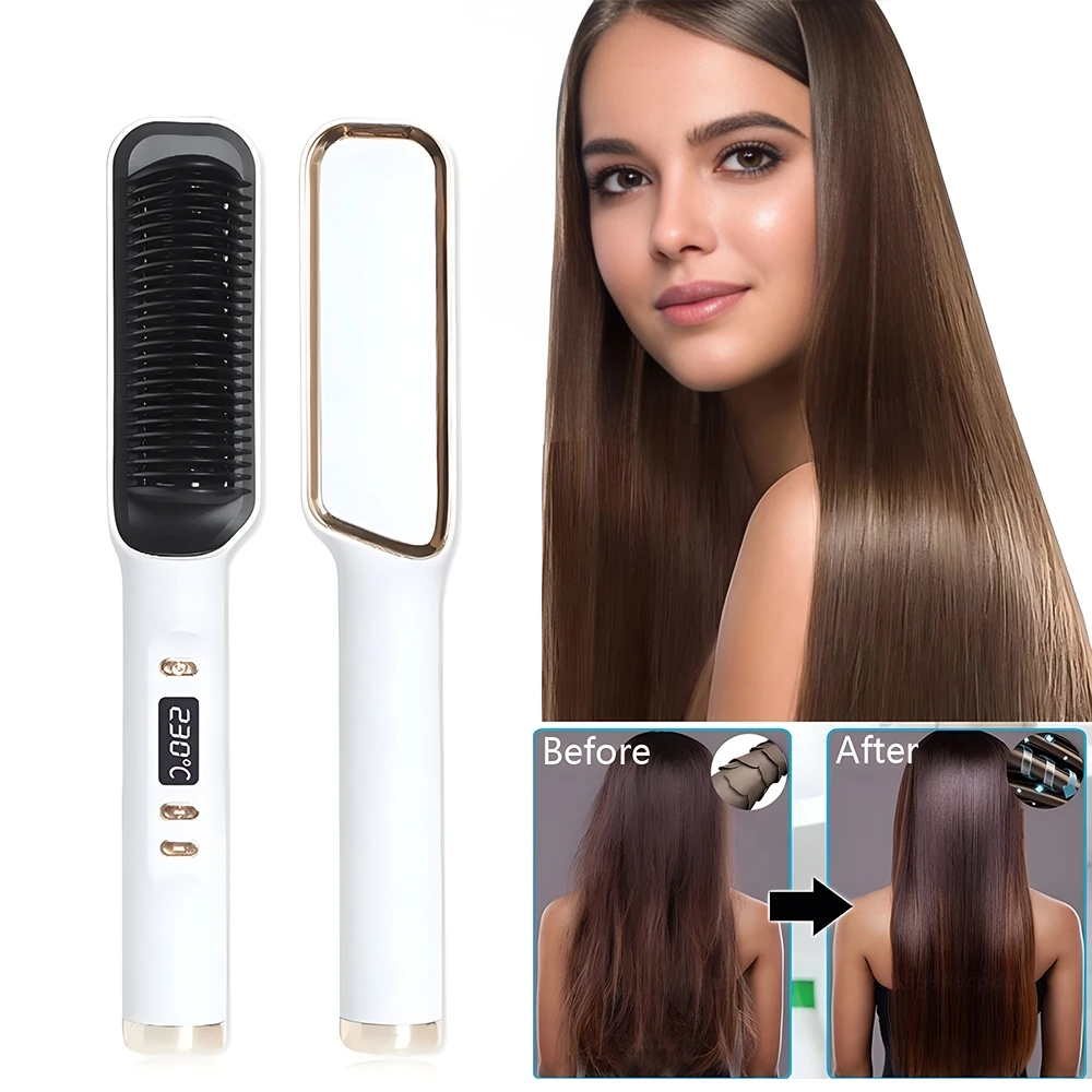 3 In 1 Hair Brush Straight Comb Hot Air Comb Heated  Anti-iron Hair Level Comb Hair Straight Curling Brush Home Essentials