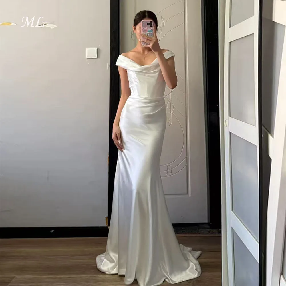 

ML Elegant Wedding Party Dresses Off Shoulder Mermaid Evening Dresses Korea Photo shoot Bridal Reception Gown Customized 2026