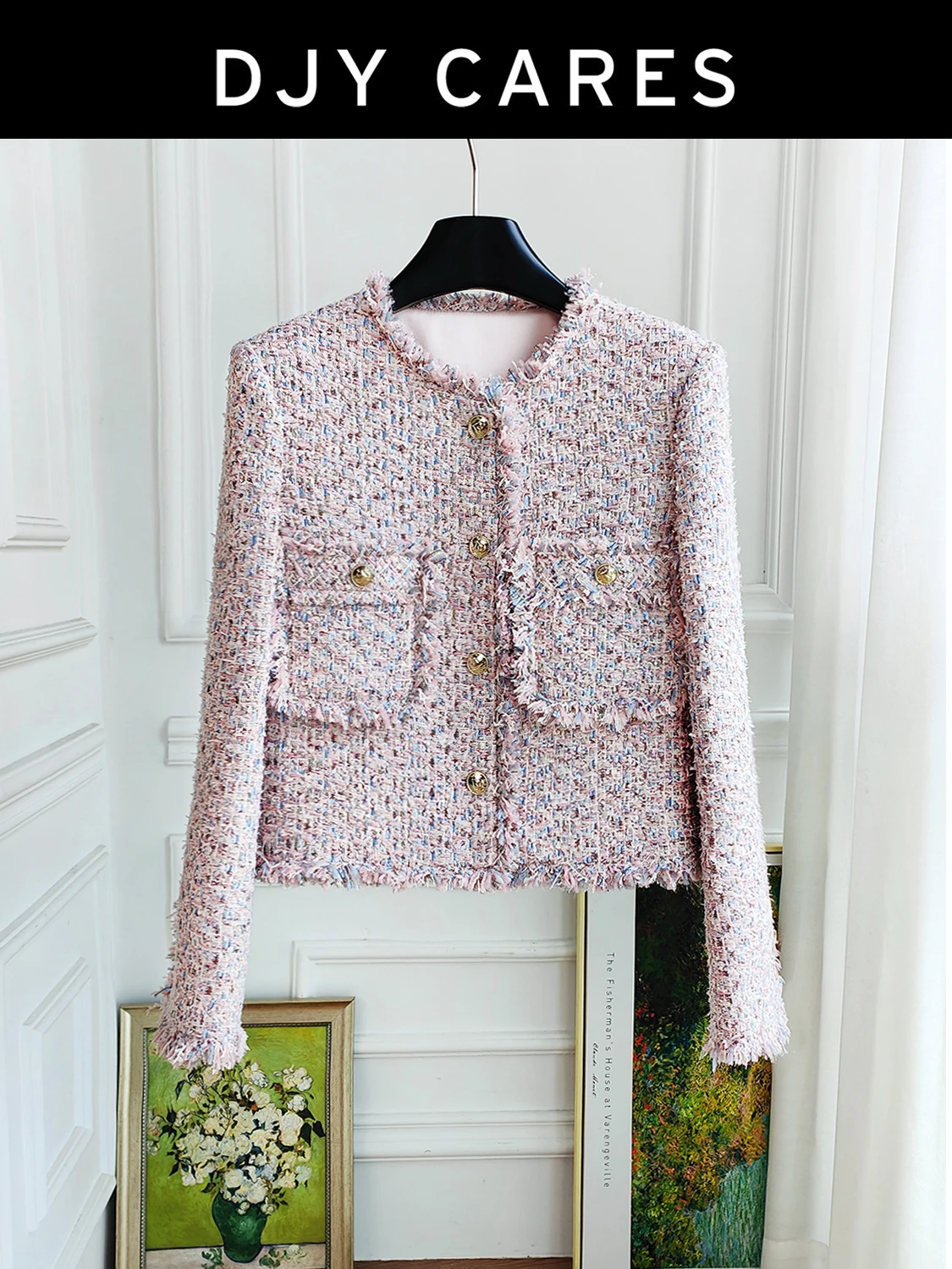 

New Colorful yarn coarse woolen coat, fashionable tassel top big size