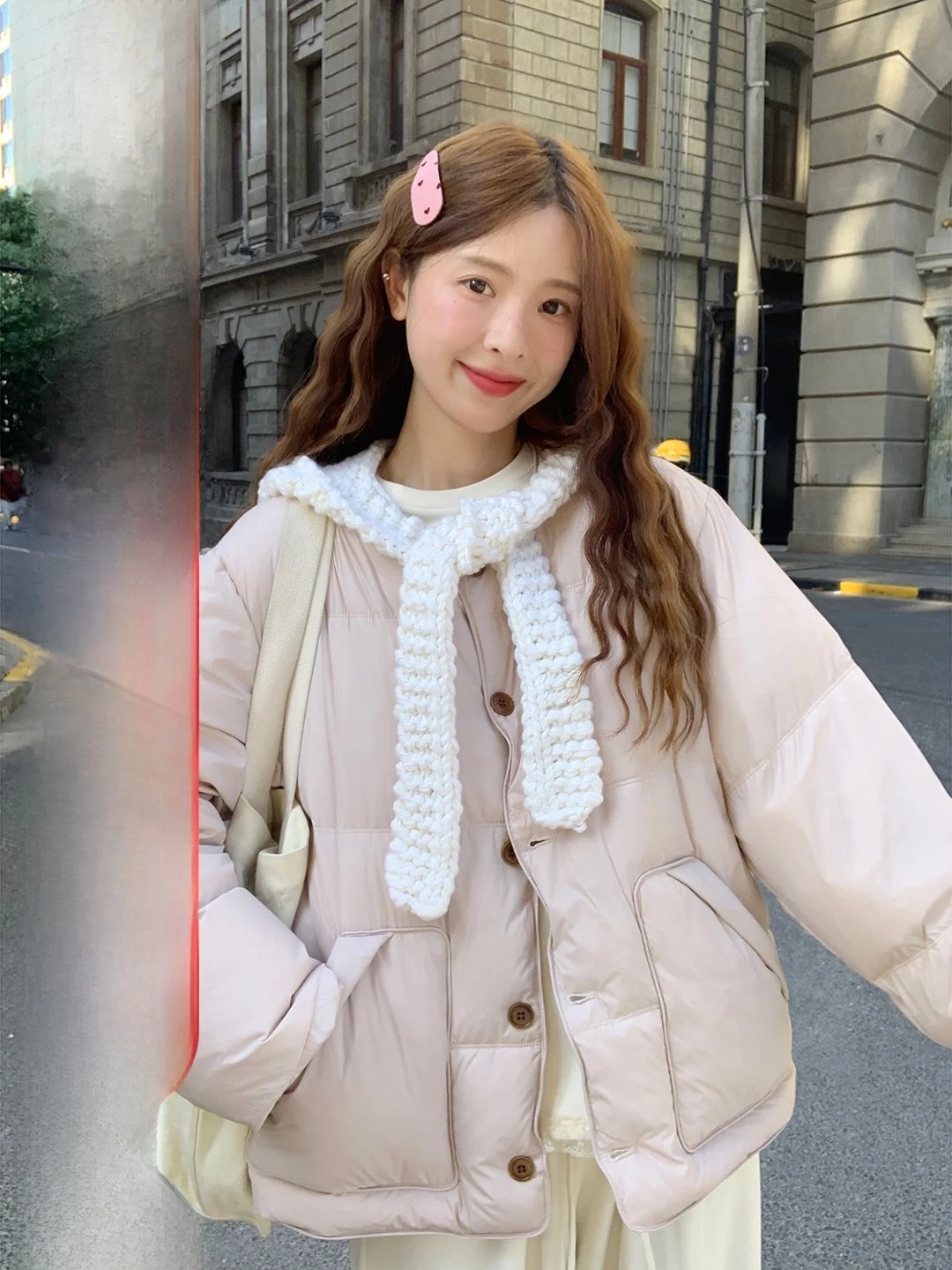 

Women's V-Ne Winter 2025 Faionable Versatile Slimming Outerwear Long Sve Thermal Nylon Imimtuan Ladies' Coat