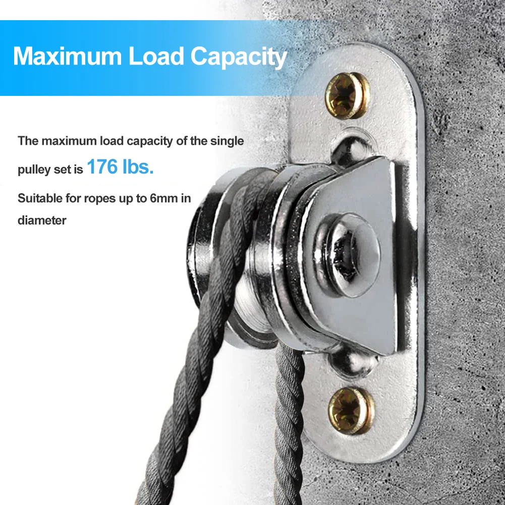 2/4PCS Stainless Steel Pulley Block Kit Silent Pulley Heavy Duty Fixed Pulley Detachable Loading 176Lb Lifting Wheel Moving Tool