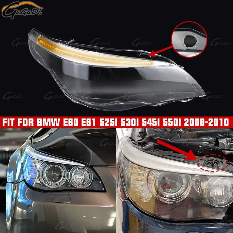 

Car Headlamp Shade Transparent Cover Lampshade Headlight Lens Shell Fit For BMW E60 E61 525I 530I 545I 550I 2008-2010 With Hole