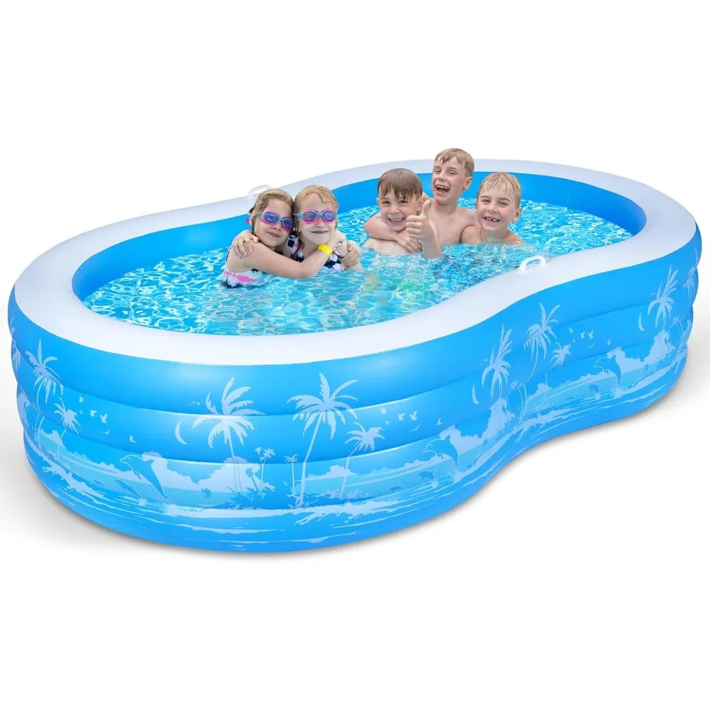 

Inflatable Swimming Pool, Large Inflatable Pool with Seats Handles, Extra Large Blow Up Durable Thickened Pools for Outdoor