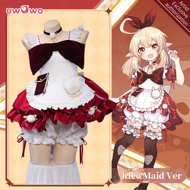 UWOWO Klee Cosplay Maid Costume Maid Dress Game Genshin Impact Fanart Klee Cosplay Exclusive Maid Halloween Costumes