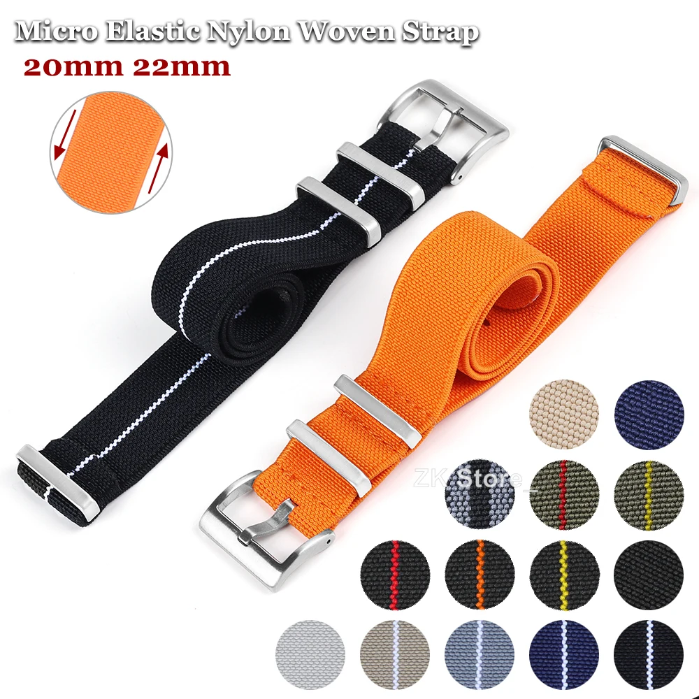 Elastic Nylon Watchband 60s French Troops Parachute Bag Watch Strap 18mm 20mm 22mm Smartwatch Outdoor Sport Waterproof Bracelet