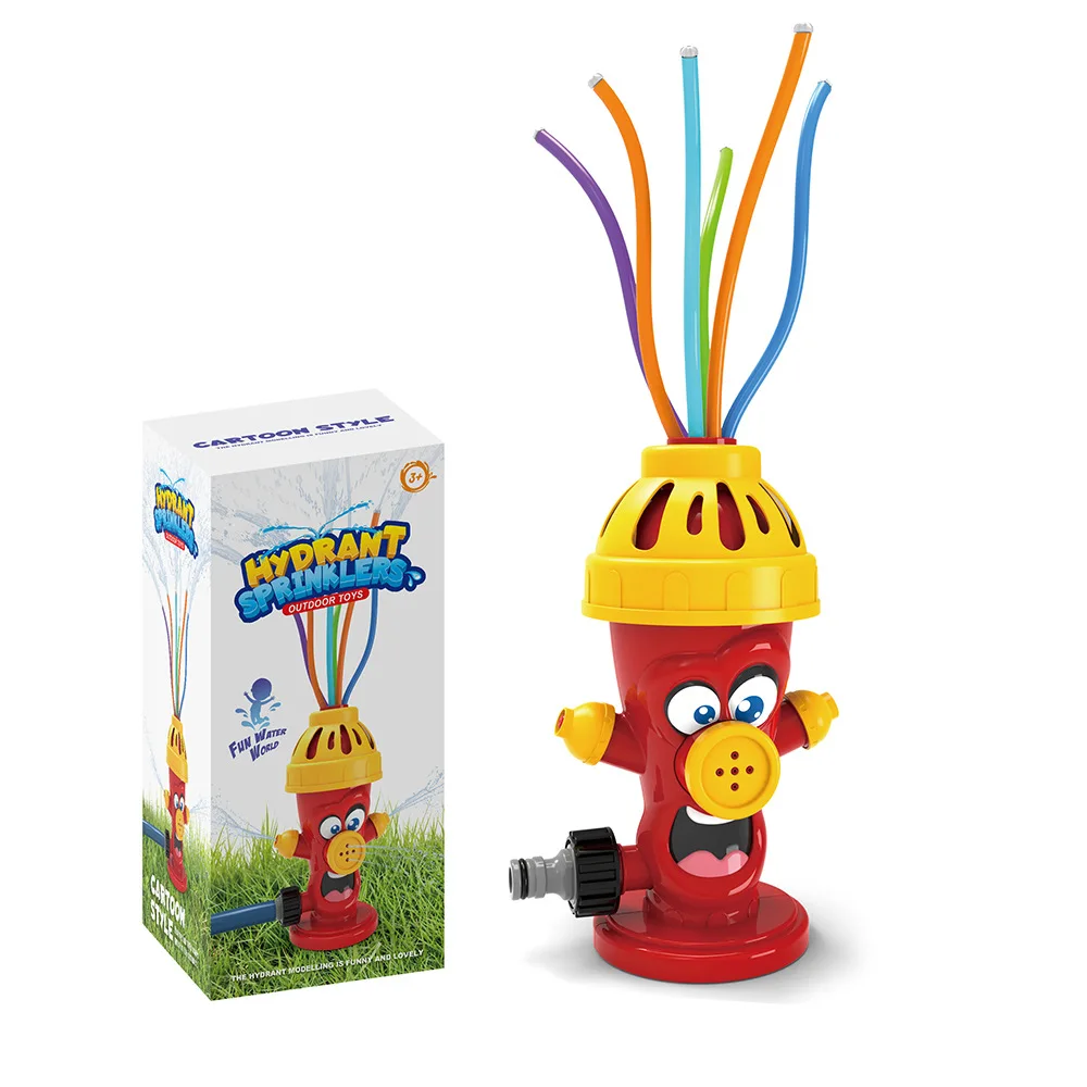 Crianças ao ar livre dos desenhos animados sprinkler jardim brinquedos de água verão criança gramado boca de fogo sprinkler interativo rotativo spray de água brinquedo