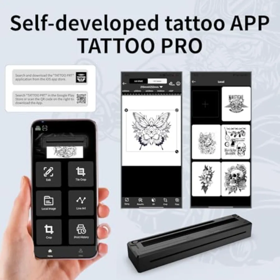 2025 New Portable Wireless Bluetooth Tattoo Stencil Printer Inkless Thermal Tattoo Transfer Machine with 10 Sheets Tattoo.