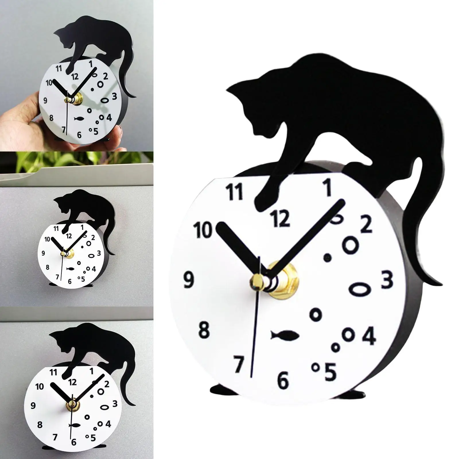 Imán de gato para nevera, reloj decorativo para Decoración de cocina