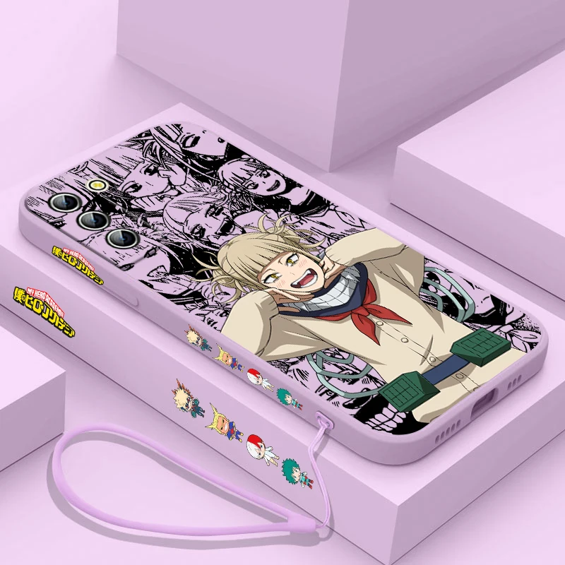 My Hero Anime Himiko Toga Phone Case For Samsung Galaxy S24 S23 S22 S21 S20 Pro FE Plus Ultra Liquid Left Rope Cover