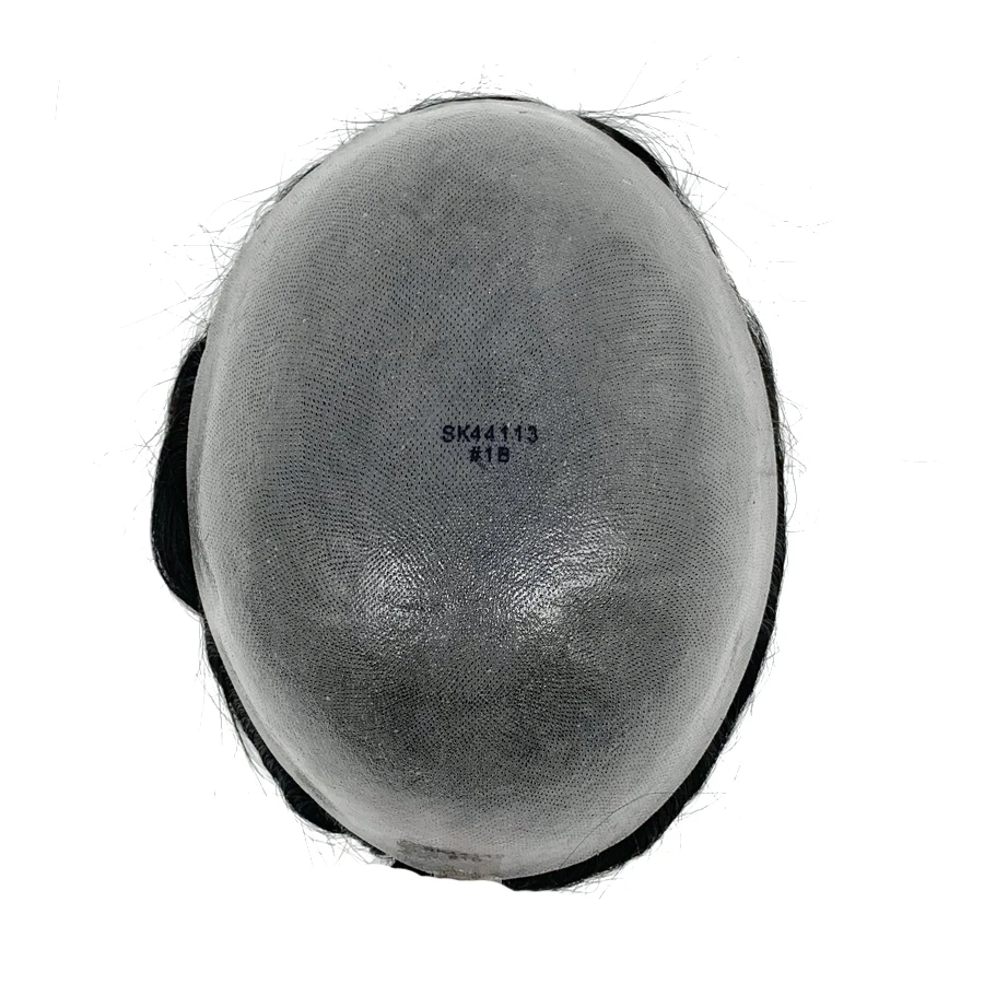 

Hair Men's Skin PU Toupee Thick Base 0.10mm Double Knot Human Remy Hair Prosthesis Wig Removable Hairpiece for Hair Replacement