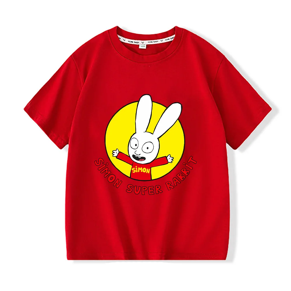 Simon Super Rabbit Tshirts Funny Children\'s Boys T-shirt Spring Summer Cotton Boys Girls Preschool Children Tops Cartoon Clothes