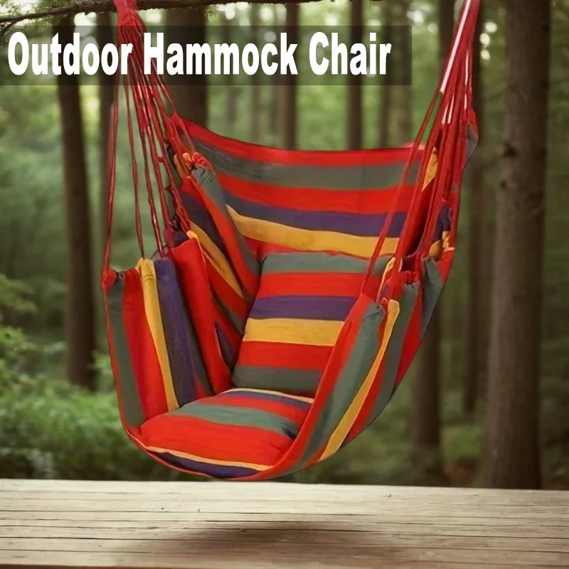 Outdoor Hammock Chair Canvas Leisure Swing Hanging Chairs 200KG Load Bearing for Garden Beach Camping Travel Swing Chair Outdoor