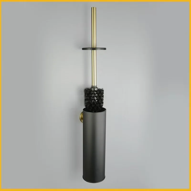 Toilet Brush Holder Matte Black Bathroom Accessories Hardware Stainless Steel Material Wall Mount Cleaning Tool Durable Vertical