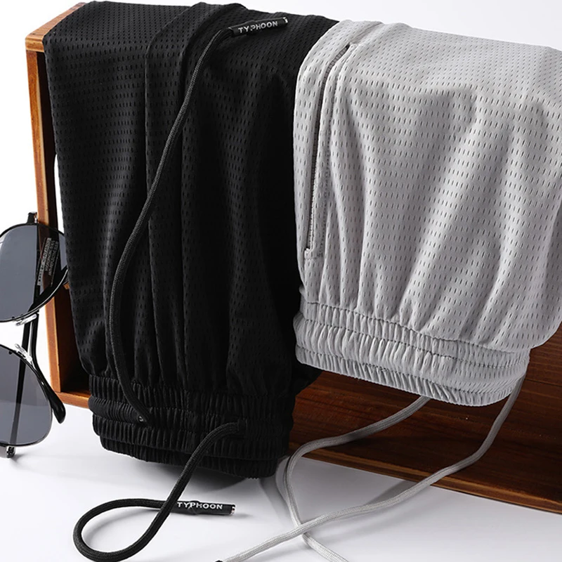 

2024 New Men's Sports Shorts Fast Slow Run Breathable Quick-Dry Mesh Shorts Gym Fitnesssolid Color Polyester Casualwear