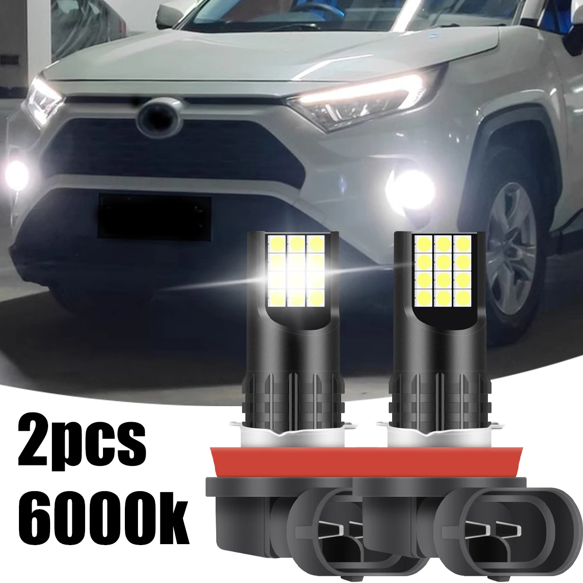 

2Pcs 3030 24SMD H4 H7 LED Car Super Bright Fog Light H11 H8 H9 Headlight Bulbs 9005 9006 Auto Driving Headlamp Lamps 6000K 12V