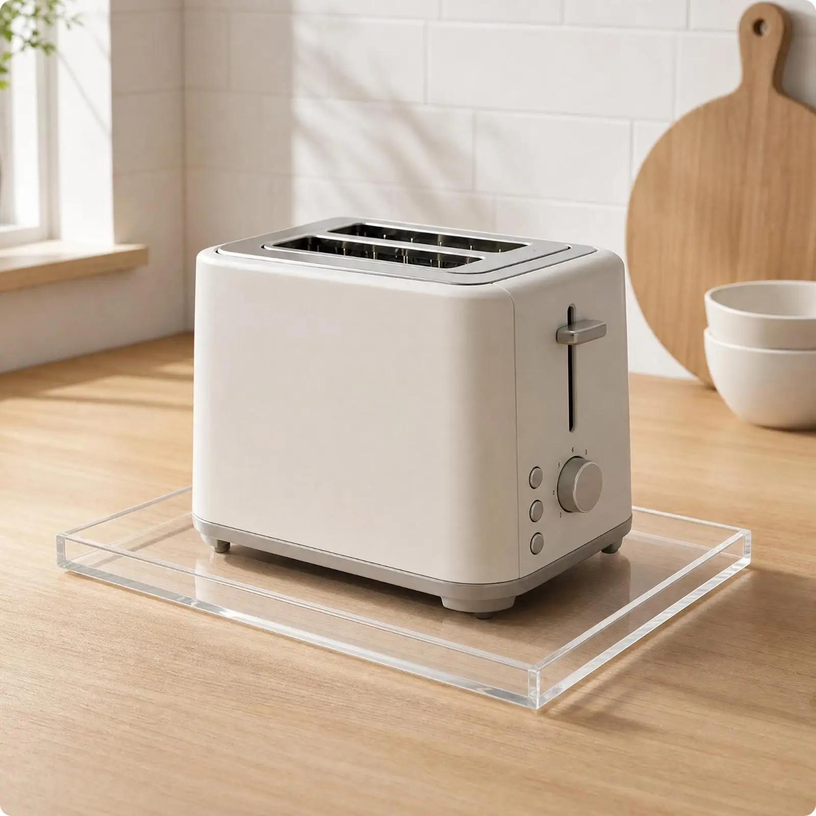 Toaster Crumb Tray Countertop Protection Acrylic Tray Organizer Transparent Multi-Purpose for Compact Storage Areas