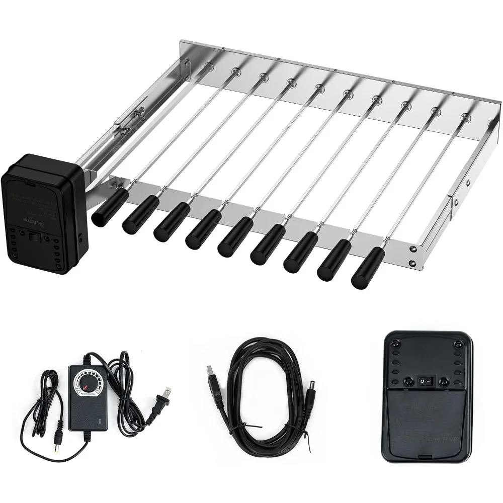 

Stainless Steel Electric Barbecue Shish Kabob Skewer Set with Adjustable Length Rotisserie BBQ Grill Rack