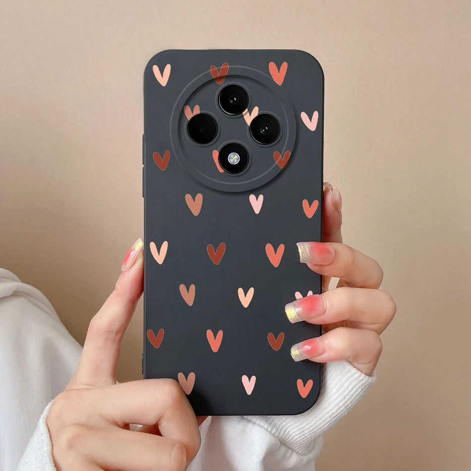 Love Heart Case For Oppo Reno 12F Phone Shell Soft Liquid Silicone Camera Protection Back Cover For Oppo Reno12F 12 F Bumper