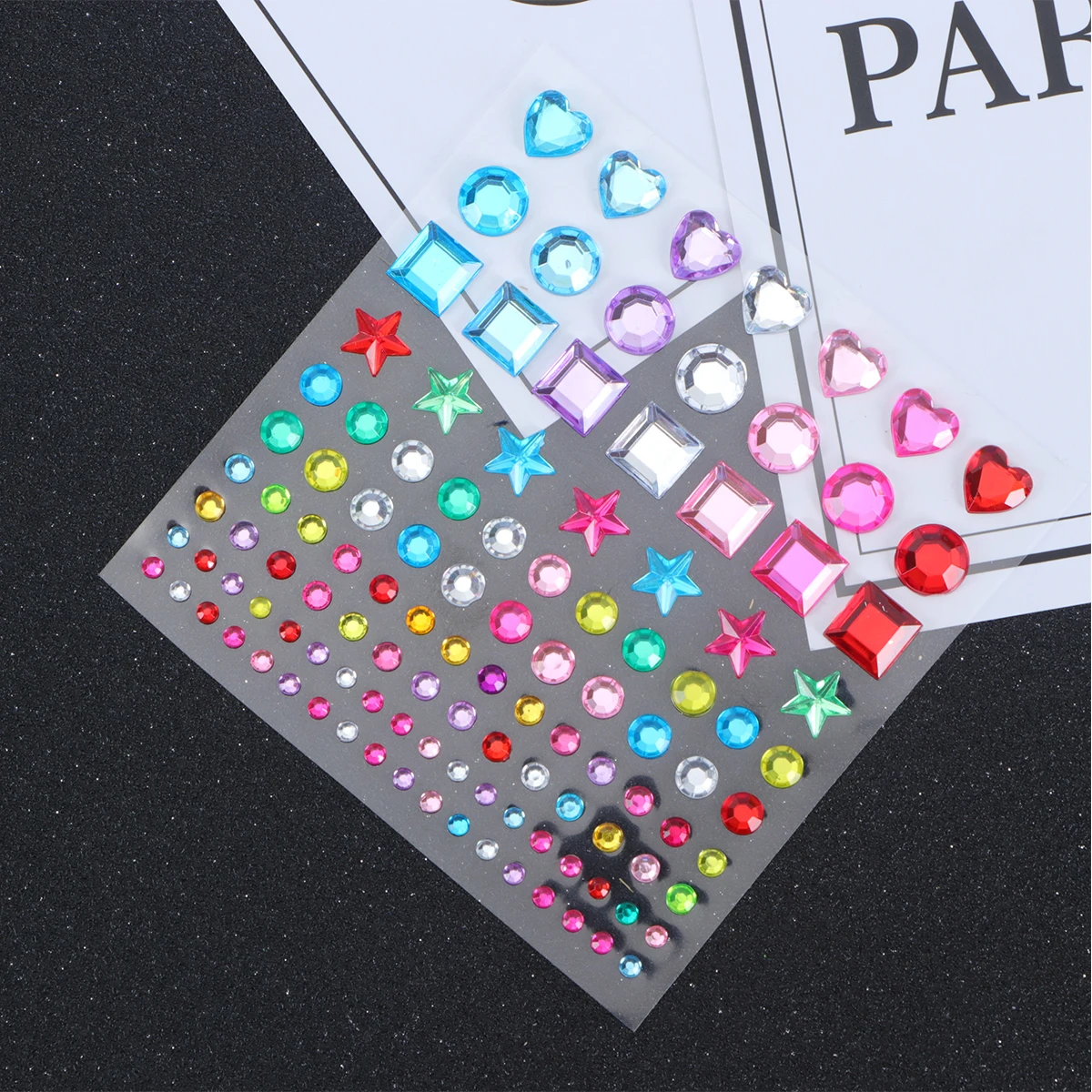 

5 Sheets Crystal Diamond Stickers Bright Acrylic Gem for Kids Scrapbook Crafts DIY Art Car Mobile Laptop AdhesiveSticker Set