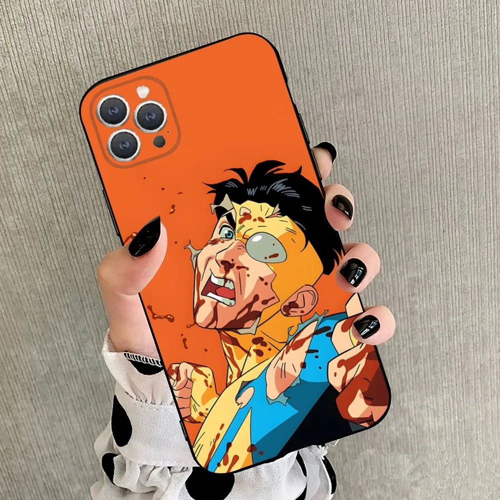 Cartoon I-Invincible   Phone Case For iPhone 15,14,13,12,11,Plus,Pro Max,XS,X,XR,SE,Mini,8,7 Soft Silicone Black Cover